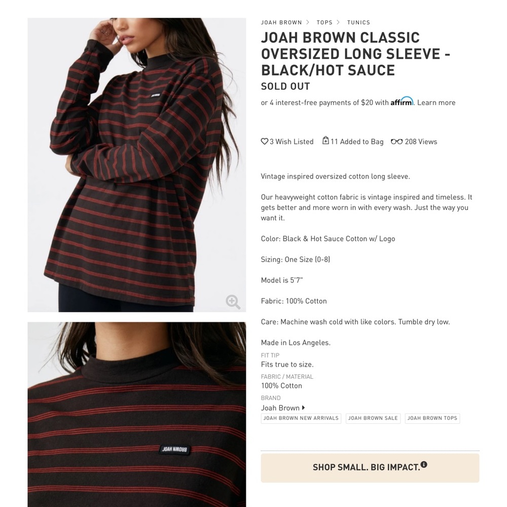 Joah brown oversized long sleeve